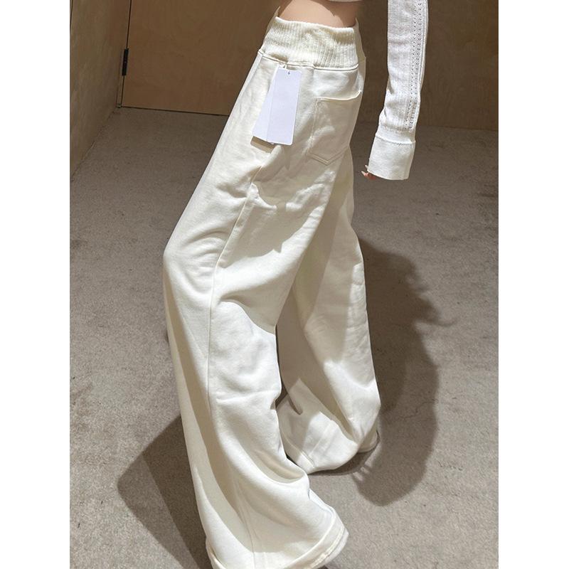 Women s 2025 Autumn Casual Relaxed Fit White Pants - Popular Korean Style M белый