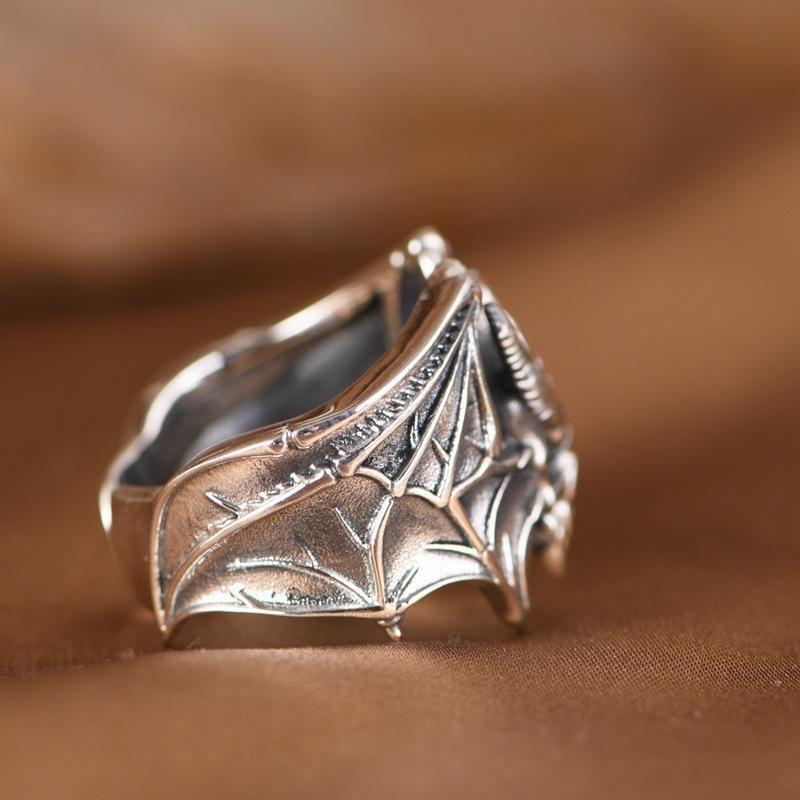 Skull Bat Ring Open Vintage Personality Hipster Wide Edition Ring Punk Jewelry Men Premium Durable Quality Useful
