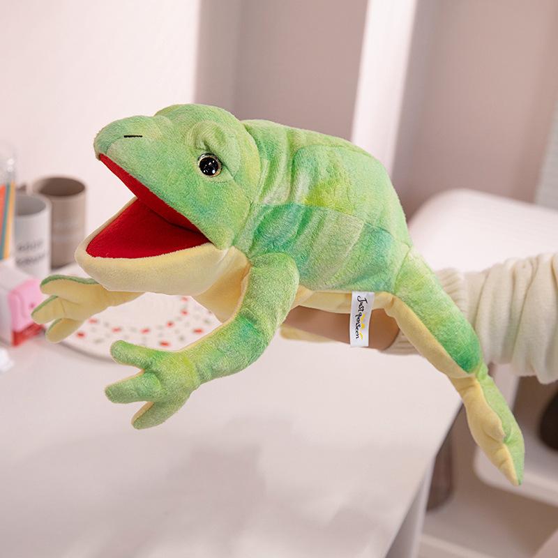 Simulated Amphibian Crocodile Lizard Hand Puppet Plush Toy Mouth Moveable Parent-child Interactive Ventricular Doll