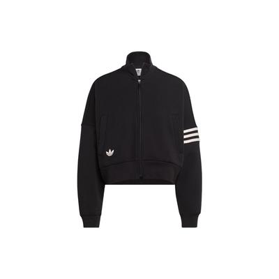 Originals Kleeblatt-Logo Bestickter Streifen Reißverschluss Stehkragen Trainingsjacke Damen Oberbekleidung Schwarz IB7317