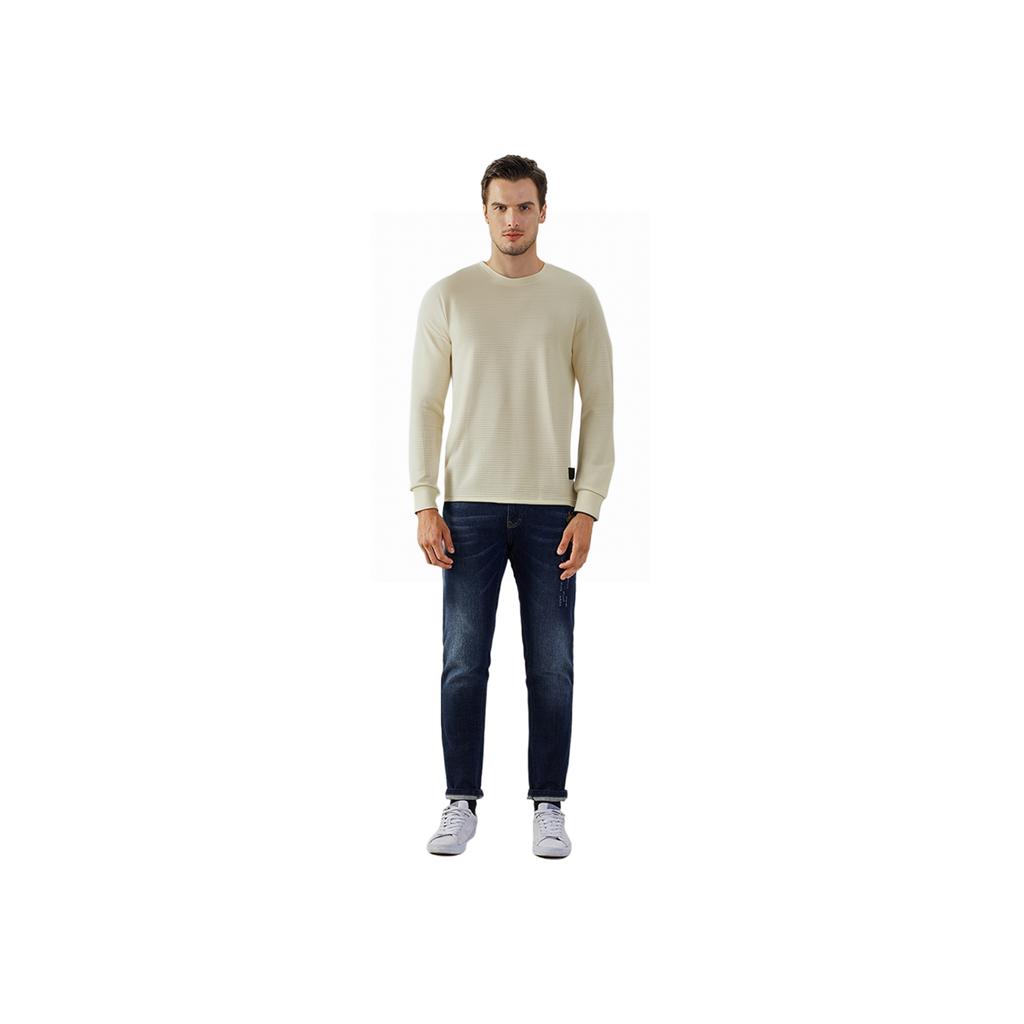 Li-Ning Fitness Series All-Weather Plain Crew Neck Sweatshirt Men Tops Milk-White AWDT737-2