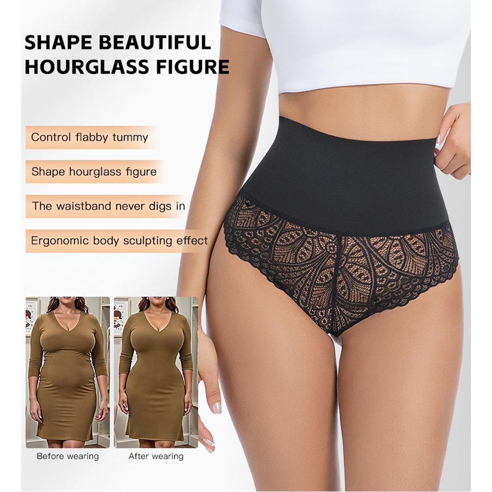 Women Tummy Control Shapewear Panties High Waisted Underpants Slimming Body Shaper Seamless Butt Lifter Lace Underwear Shaping Briefs