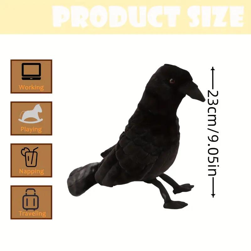 Simulated Black Crow Exquisite Feathers Fill in Crow Plush Animals Birthday Christmas Gifts for Kids Halloween Gift Home Decor