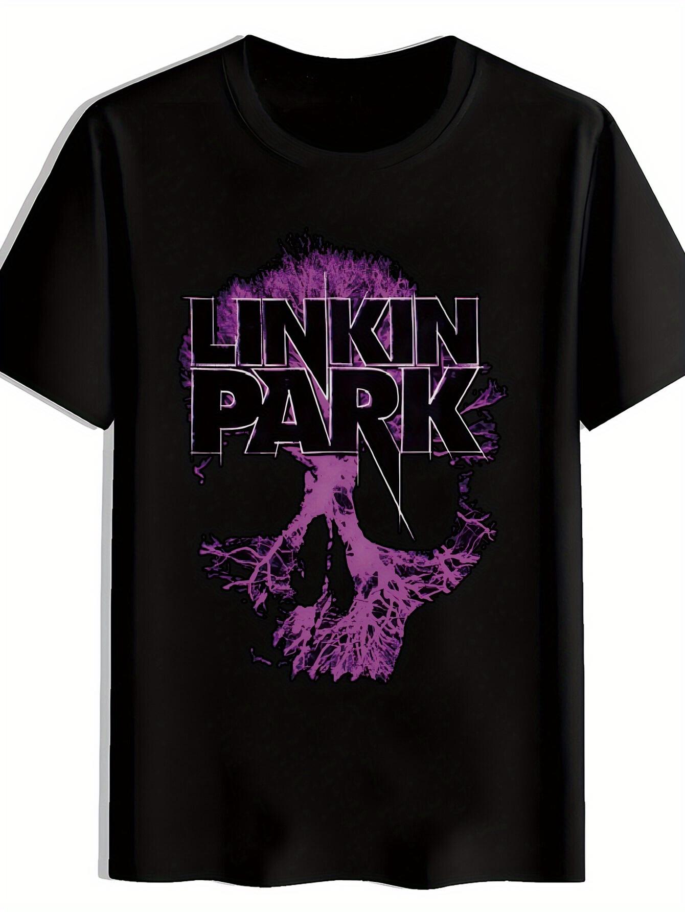 Black T-shirt with Graphic Print - Purple Tree Design XXL