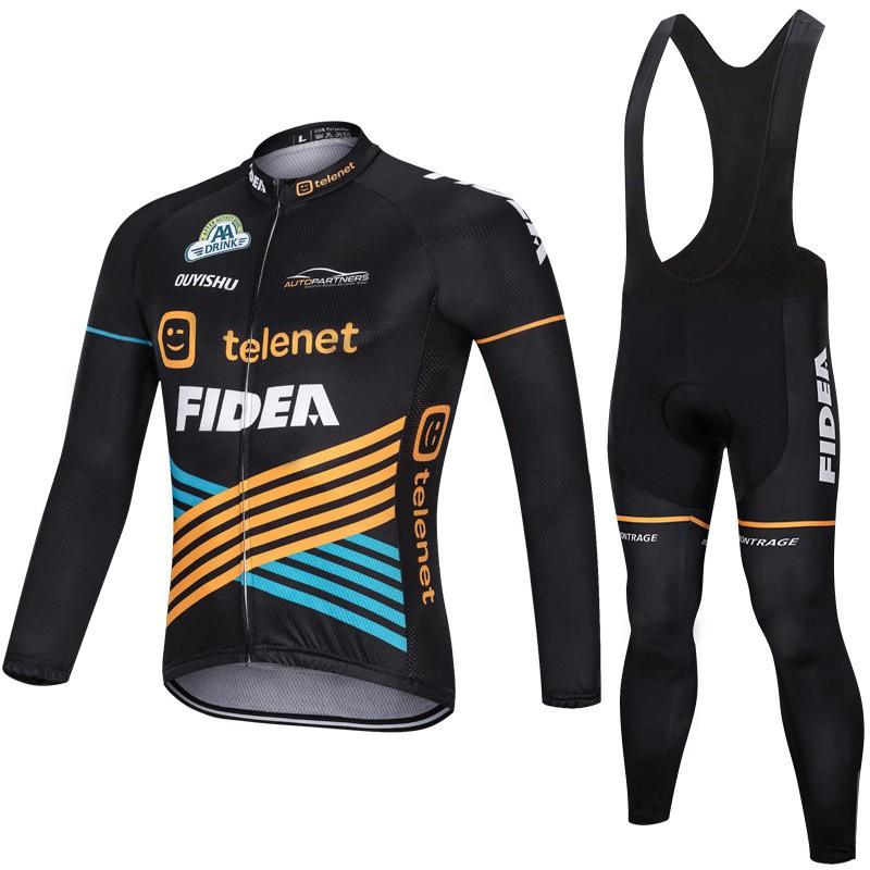 Herren Damen Radsport Trikot Trägerhose Set Atmungsaktiv Langarm Rennrad Outfit