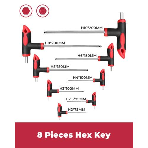 ROTATION 16-Piece T-Handle Hex Wrench Set for Car and Motorcycle Repairs, Includes Storage Tray
