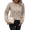 Women S Crew Neck Long Sleeve Pullover Sweater Polka Dot Jacquard Knit Top