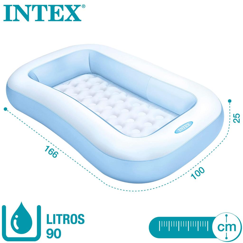 Rectangular Baby Pool, 166cm X 100cm X 25cm, Light Blue, 57403NP