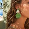 Handmade Boho Jewelry 1 Pair Raffia Flower Earrings for Women, Rattan Lightweight Woven Round Drop Dangle Earrings, Straw Summer Beach Vacation