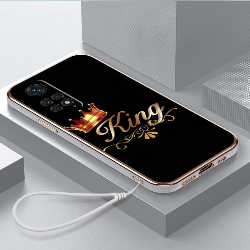 Husă de telefon TPU placată de lux cu șnur pentru Xiaomi Poco F1 F3 F4 F5 M3 M4 M5 X3 X4 X5 PRO 11 Lite 11T 12T 13T huse A30 King Queen Husă cupluri