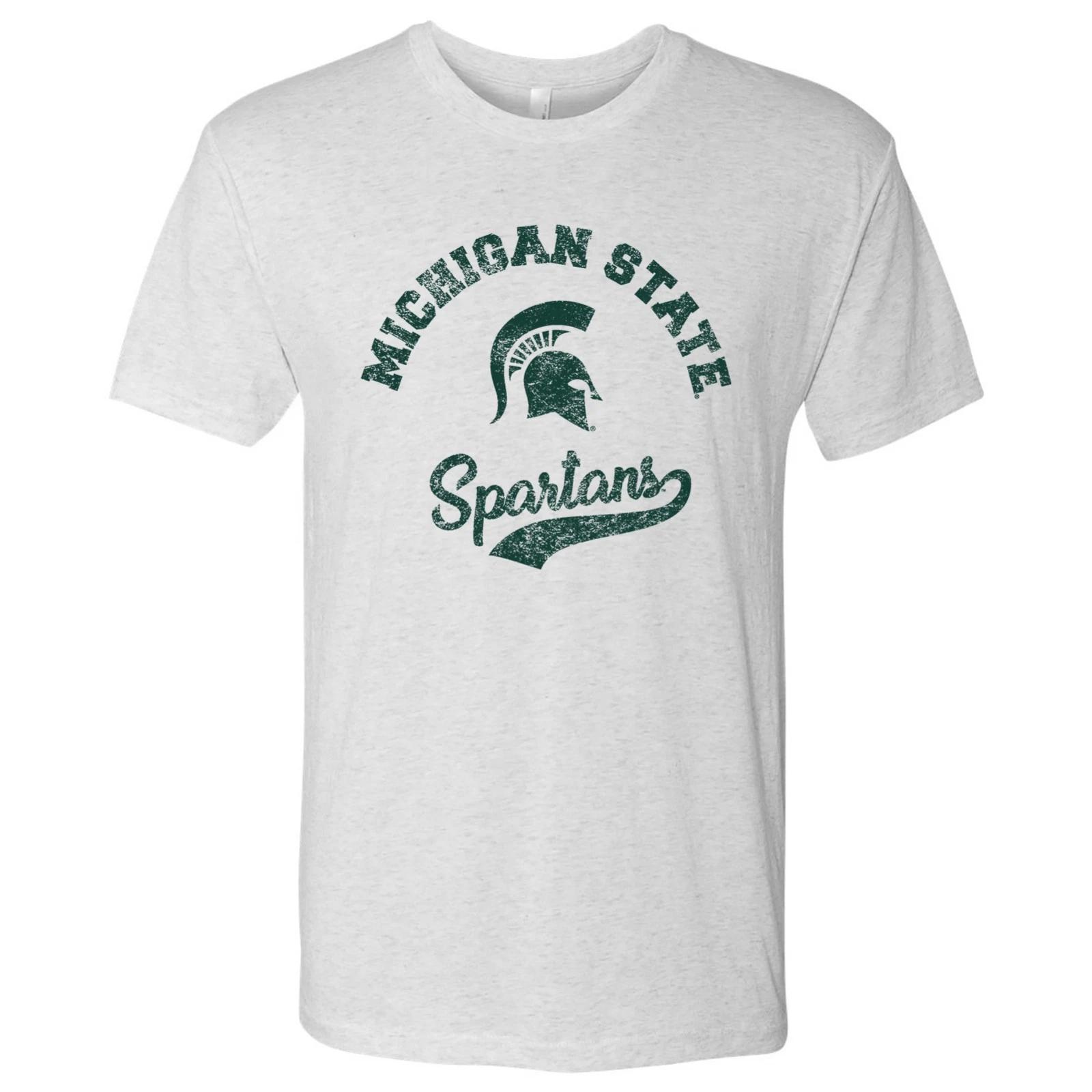 Michigan State Spartans Retro Script Unisex Triblend T-Shirt - Heather White L