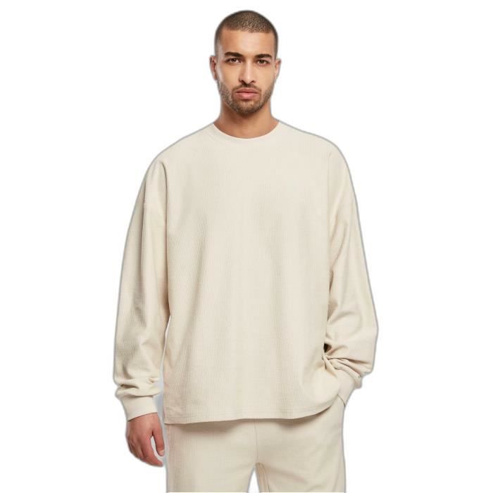 Hanorac Urban Classics Rib Terry Boxy Crew GT - alb - 5XL