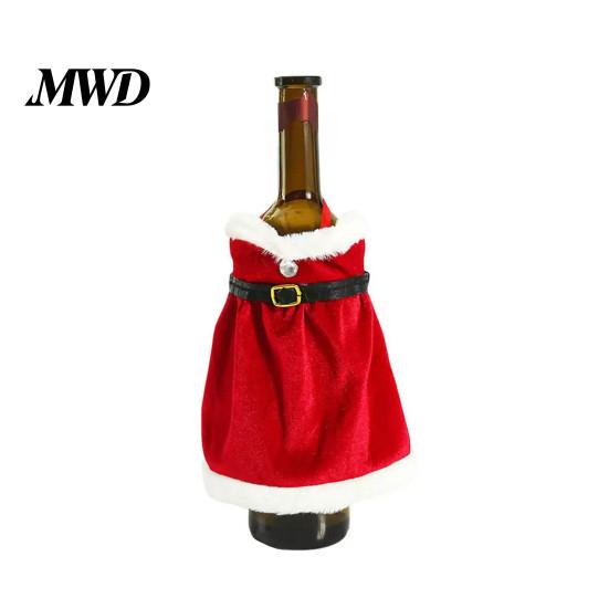 Xmas Drink Ornament Christmas Wine Bottle Cover, Velvet Santa Suit Sleeve, Plush Holiday Decoration Cover for Xmas, New Year, Dinner Table Decor Gift