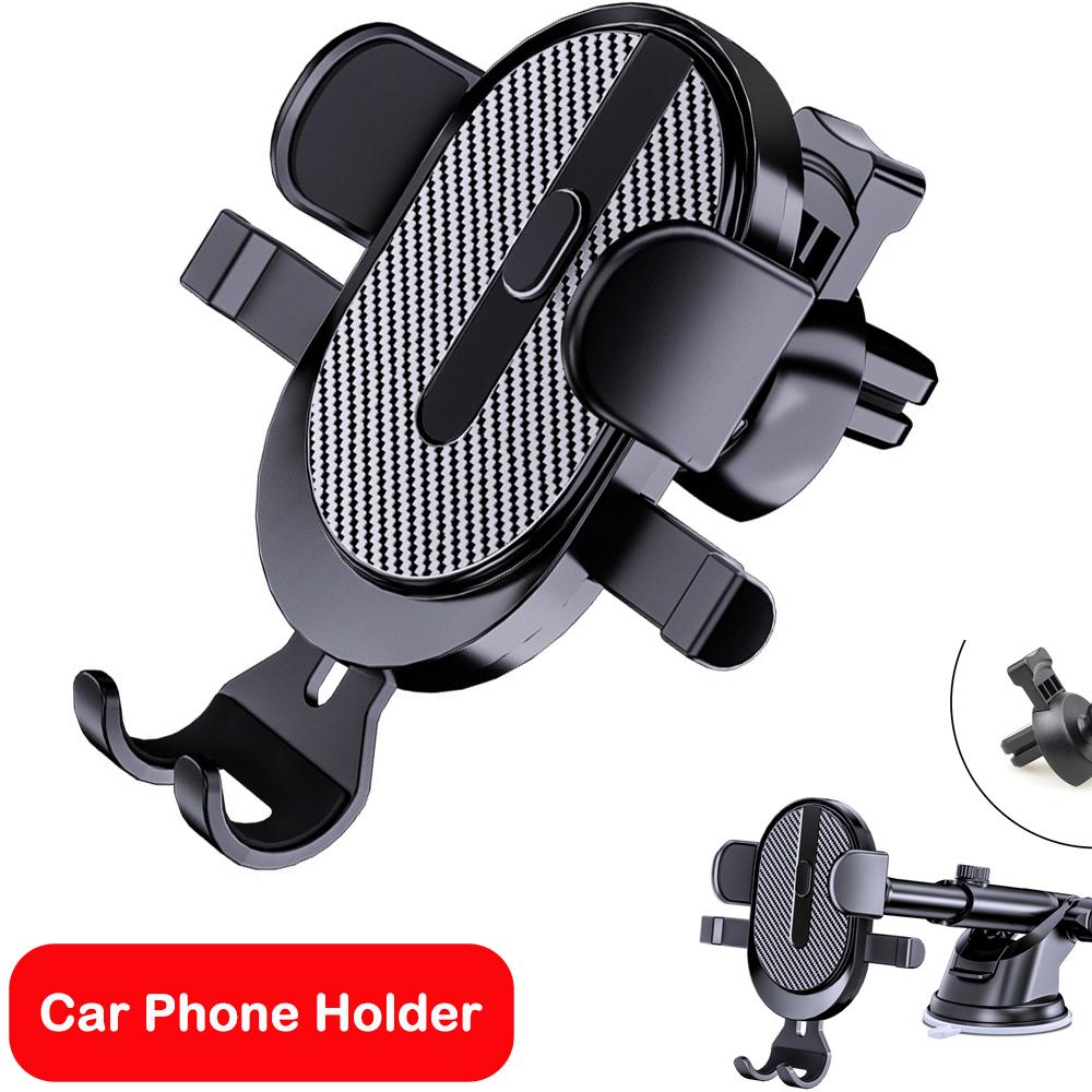 Car Phone Holder Suction Cup and Air Vent Dual-purpose Stand Auto Locking Universal Phone Holder with Hook Clip for Car Air Vent