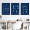 Sailboat Patent Print Vintage Poster Sailor Gifts , Yacht Anchor Ship  Wheel Sailing Blueprint Nautical Wall Art Canvas Painting