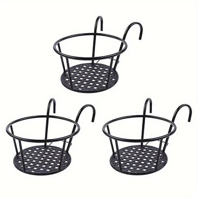 One Pack of 1/2/3 Iron Art Hanging Flower Pots with Hanging Hooks, Metal Plant Planting Hanging Basket, Detachable, for Balcony