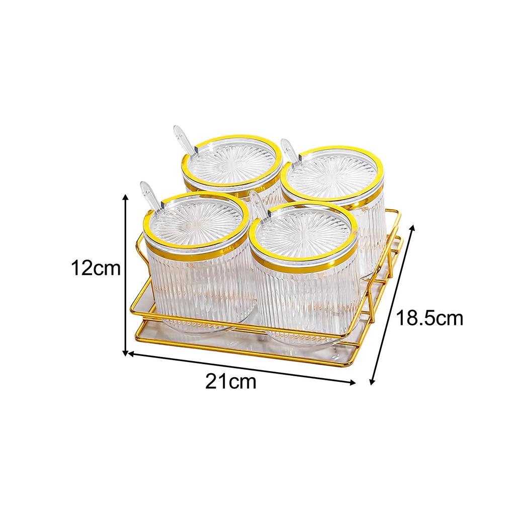 Clear Seasoning Box Jar Set Multipurpose Kitchen with Tray Pot for