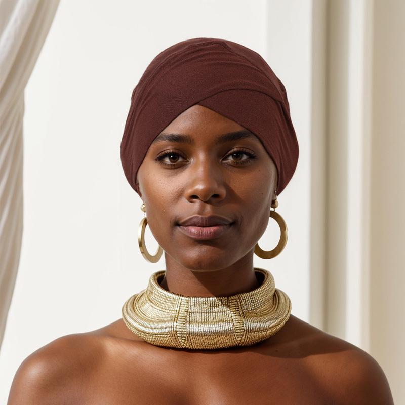 Hijab Caps Headdress Solid Color Muslim Underscarf Cap Soft Elastic Crossed Forehead Female Headscarf Turban Bonnet