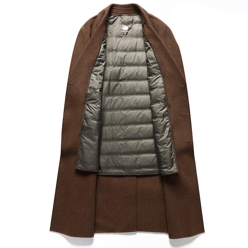 100% Wool Coat Long Double-breasted Thickened Goose Down Take-off Liner Double-sided Woolen Coat Trench Coat Men's Coat