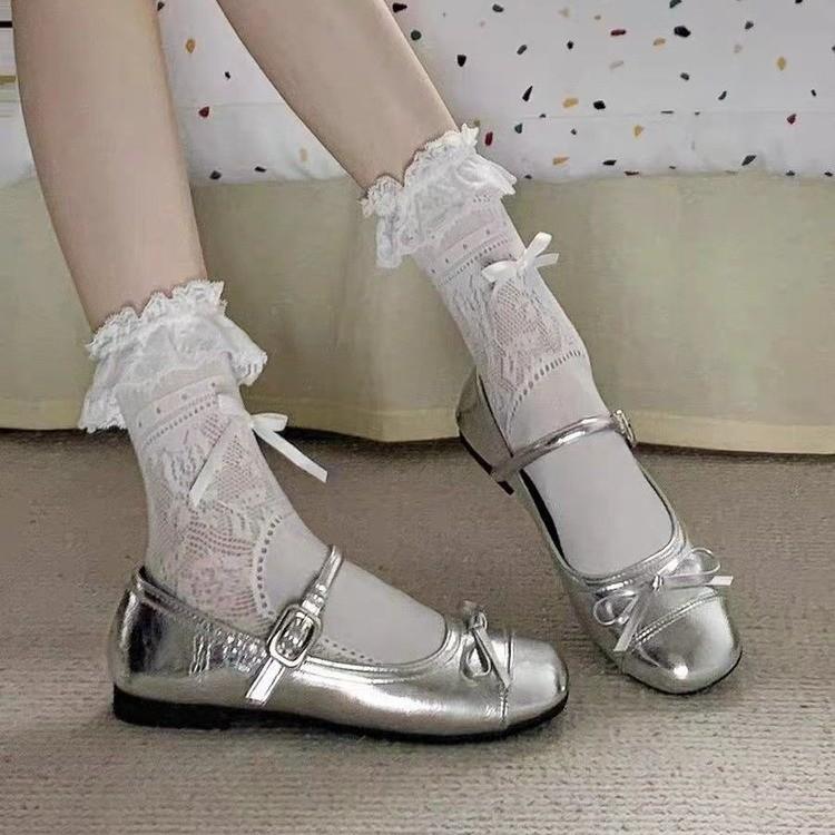 

Серебристые балетки с плоской подошвой и светлым оттенком для женщин, новая весенняя юбка 2025 года, туфли Мэри Джейн с круглым носком во французском стиле 35 серебряный