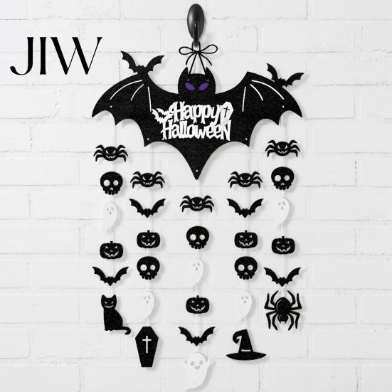 Indoor Party Decorations Happy Halloween Bat Hanging Door Sign, Spooky Skull Spider Paper Seasonal Event Accessories Ornament, Large Wall Hanger