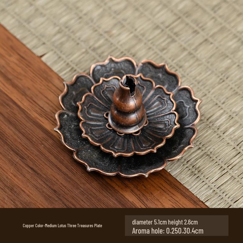 Antique Double-Layer Lotus Incense Holder for Tea Ceremony and Buddha Incense, Multi-Porous Sandalwood Line Burner.