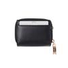 Coboca+ WC25147 Amelis Women's Wallet, Black Leather, with Heart-Shaped Lock, Ribbon Detail, Six Card Slots, and Coin Purse, 9 x 10 x 3 cm (Black)