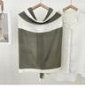 Navy Style Knitted Shawl for Women: Spring/Summer Sun Protection, Air-Conditioned Room Wear, Color Block Design, Fake Collar.