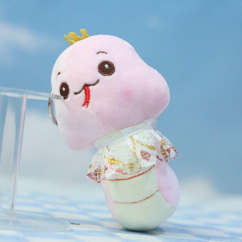 

Милый мультяшный плюшевый брелок в виде змеи, мягкие материалы, красочное животное, 12 см, декор розовый