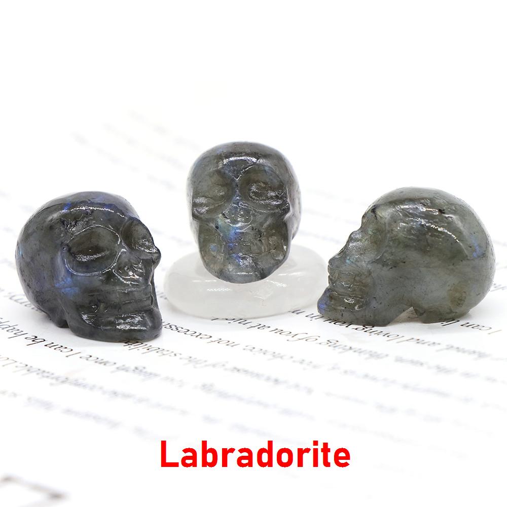 Natural Crystal Skull Ghost Head Statue Rose Quartz Stone Reiki Collectible Diy Gem Carved Spiritual Wicca Home Decor Gift 30Mm