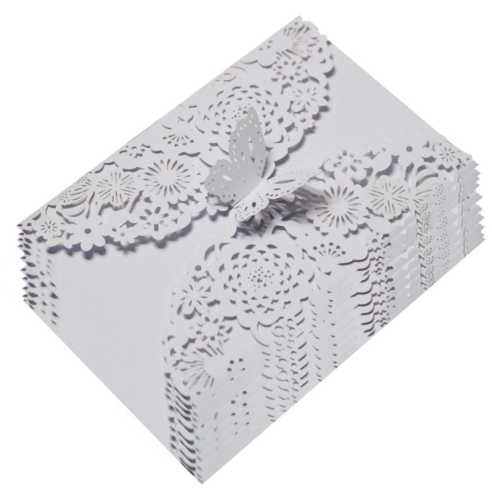 10pcs Delicate Carved Invitation Card Romantic Butterfly Paper Card Laser Cut Wedding Invitation Card
