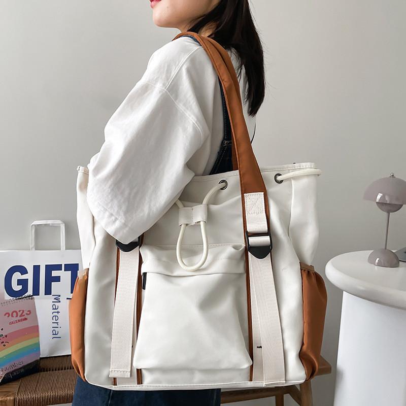 Stylish 2023 Color Block Tote Bag Large Capacity Simple Commuter Handbag For Students