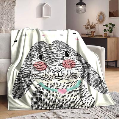1 Stück Hase Herzen Leichte Flanelldecke, Bequeme und Warme Decke, für Büro und Camping Schlafsofa, Wohnzimmer017