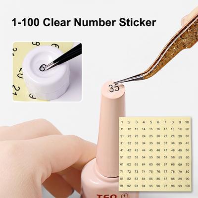 3Sheets 1-100 Clear Number Sticker Label For Nail Polish Color Gel Varnish Marking Numbering Digital Label Manicure Tool