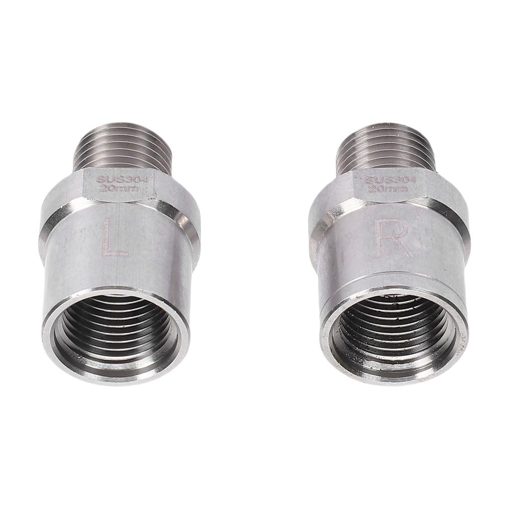 1 Pair Bicycle Pedal Adapters Stainless Steel Male Thread 1/2in to Female Thread 9/16in Bike Pedal Extenders for Cranks