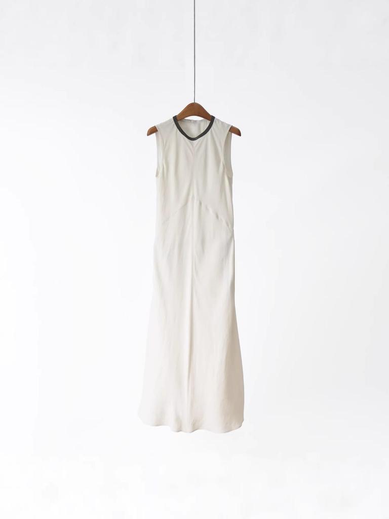 BC~26 Frühling/Sommer Perlenbesetztes Rundhals-Ärmelloses Französisch Elegantes Weste-Langes Kleid für Damen