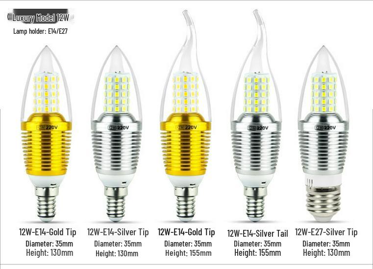 E27 LED Candle Light Bulb: Small Screw Tip, Energy-Saving, Low Power E14 for Household Use.