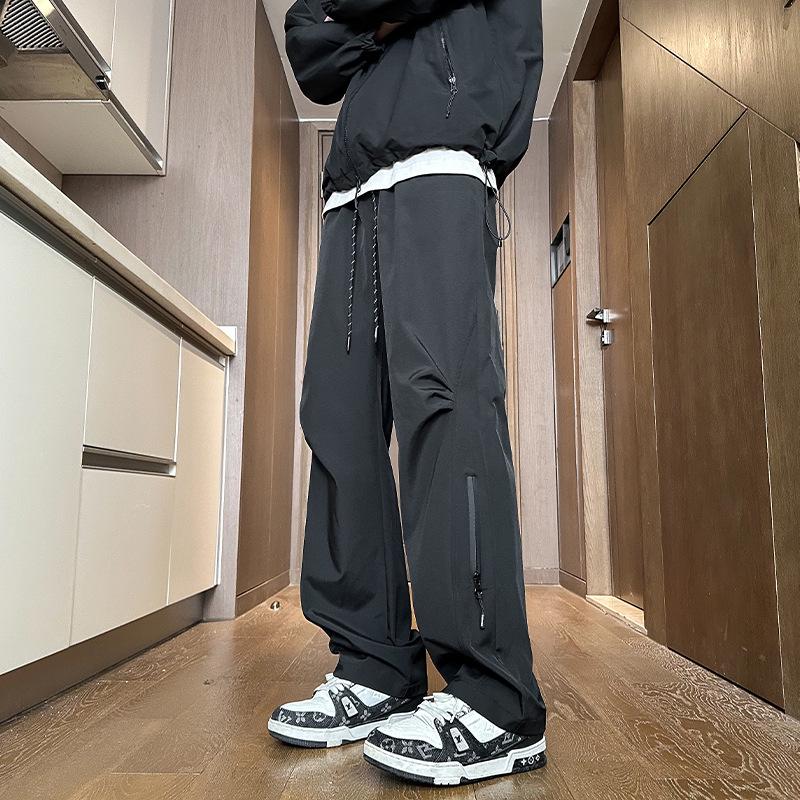 

Мужские ветрозащитные брюки свободного кроя на весну/осень - Модные уличные, функциональные для летнего туризма, прямые штанины, доступны большие размеры. 2XL