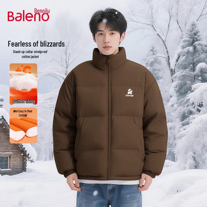 Baleno Men's Stand Collar Fleece-Lined Winter Jacket
