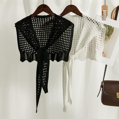 Summer Knitted Cotton Hollow Scarf Shawl Solid Color Women Summer Air-Conditioned Room Cape Ladies Simple Warps