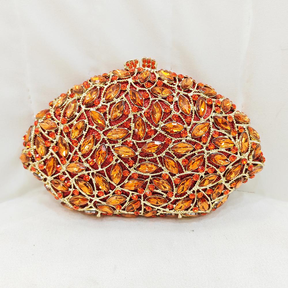 

Orange Rhinestone Evening Bag Women Wedding Diamond Bridal Prom Purses Lady Crystal Dinner Party Purses Handbags Stone Bags 20cmX12cmX6cm оранжевый