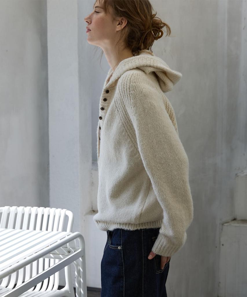 OPENDOORSTUDIO Cloud Alpaca Hoodie Knit Ivory
