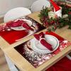 2/4pcs Christmas Theme Santa Claus Sleigh Reindeer Print Placemats, Family Kitchen/Heat-Resistant Placemats, Tabletop Protection, Kitchen Dining Table