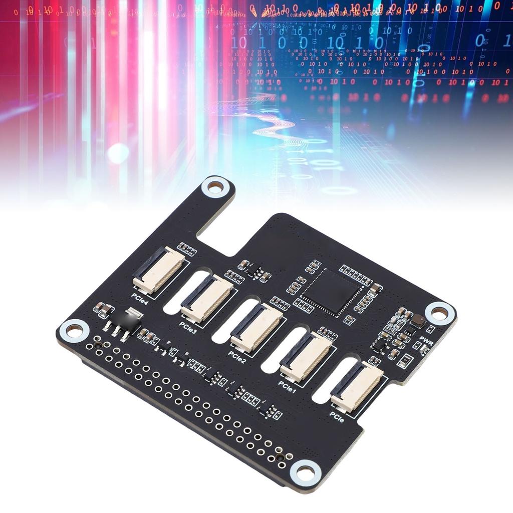PCIe To 4 Ch PCIe FFC Adapter Board Fit for RasPi 5 PCIe Gen2  Pansion Module with 4 FFC Connectors Supports Multiple PCIe HAT  Ing