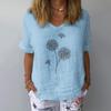 Mode Baumwolle Leinen Lose Beiläufige Bluse Frauen Vintage Kurzarm Gedruckt Hemd Frauen Elegante V Hals Büro Dame Tops