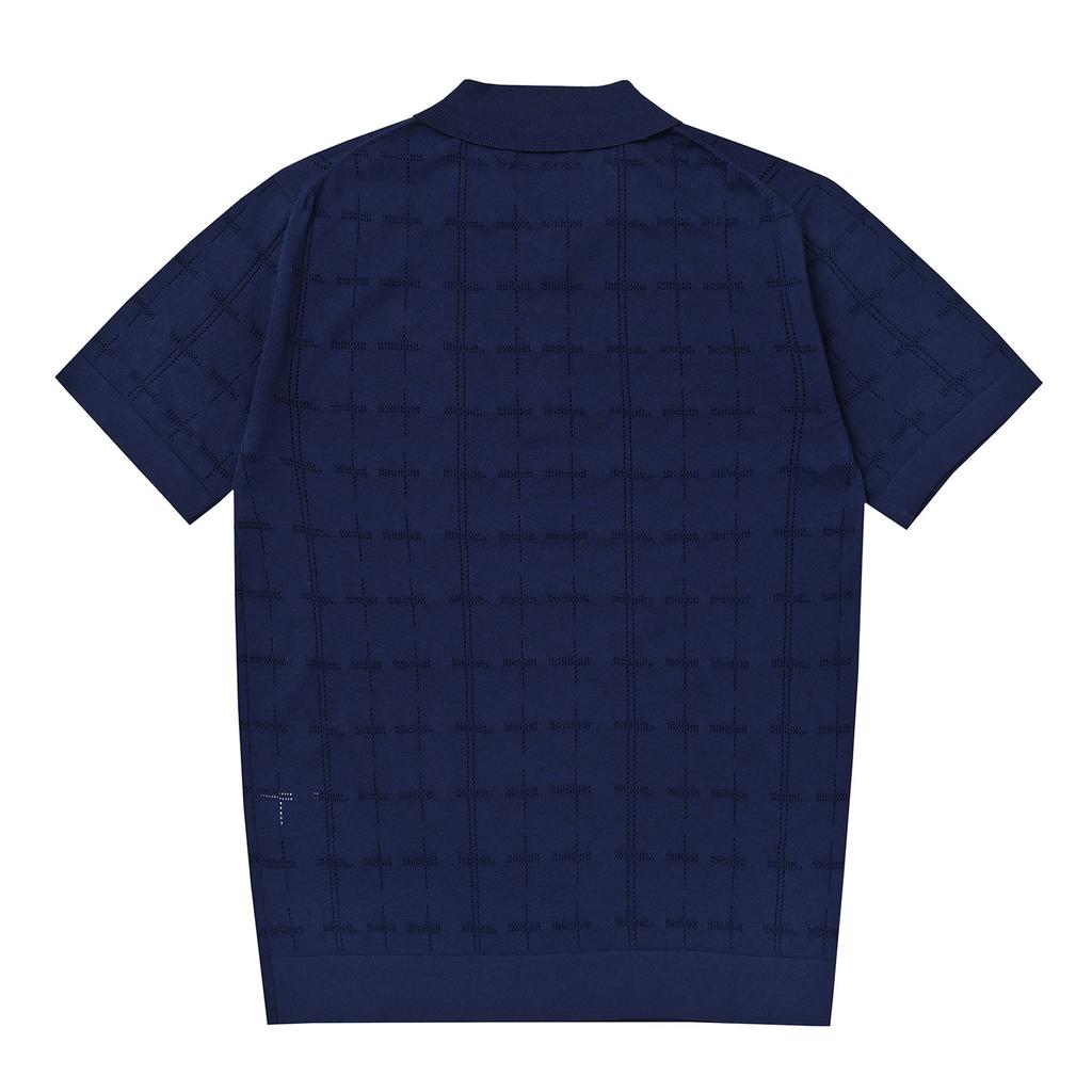 FERRAROMILANO Men'S Scalloped Knit Short Sleeve Sweater Deep Blue (Am0Dts20345)