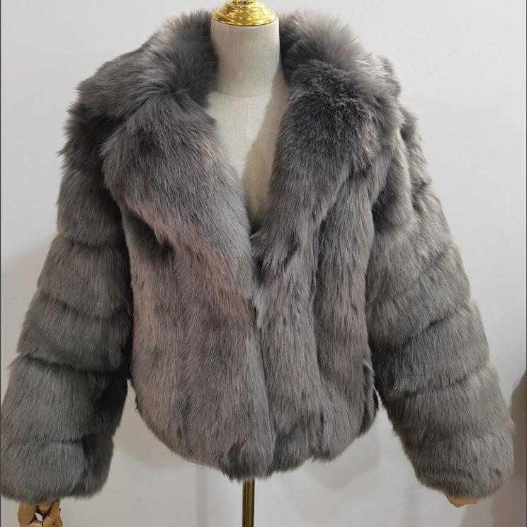 European and American Women's Faux Fur Coat, Imitation Fox Fur, 2023 Autumn/Winter Collection, Suit Collar.