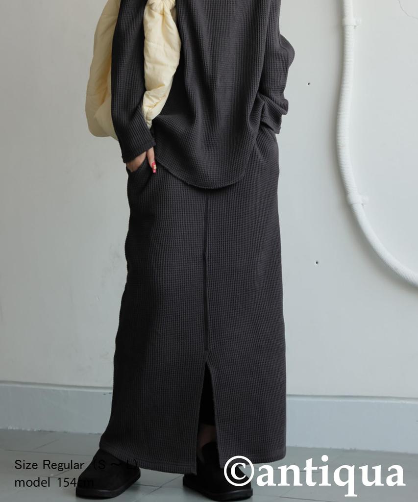 antiqua Oni Waffle Long Regular Size Skirt, Women's, 05, Black, NA-00509