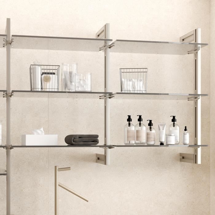 Emuca Kit de cadre modulaireKit de Zero avec matériel de fixation murale, Aluminium et Zamak, Peint gris pierre