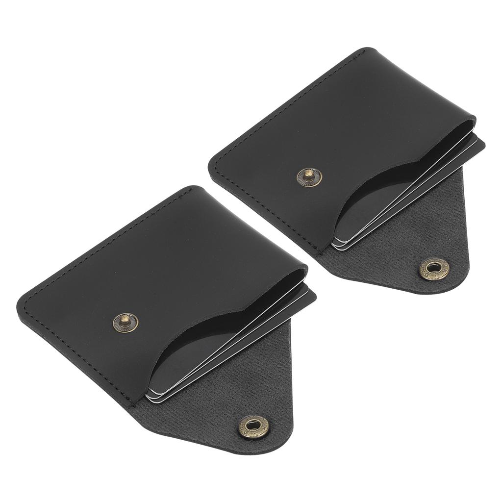 1/2Pcs Slim Leather Card Holder with Snap Closure Leather Front Pocket Wallet Card Case Holder for Men and Women Business Office